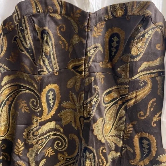 Lane Bryant White Button-Front Shirt with Brown and Gold Paisley Bustier Sz 26 - Picture 3 of 5